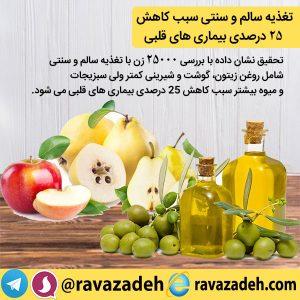 تغذیه سالم و سنتی سبب کاهش 25 درصدی بیماری های قلبی